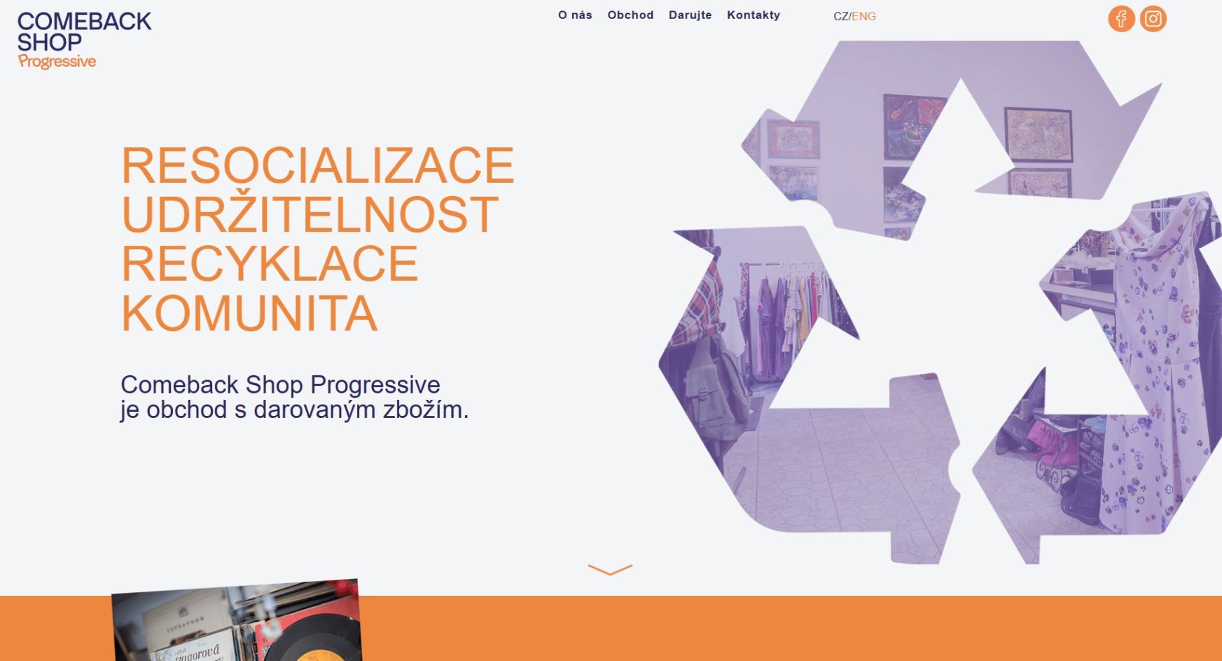 Homepage webu Comebackshop.cz